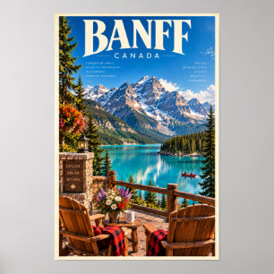 Poster Cartaz de Viagem do Lago Turquesa da Montanha de B