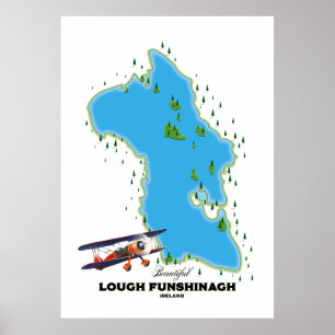 Poster Cartaz de viagem do Lough Funshinagh Irlanda.