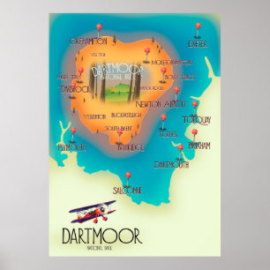 Poster Cartaz de viagem do mapa do Parque Nacional de Dar
