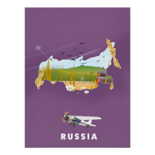 Pôster Cartaz de viagem do mapa russo