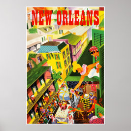 Poster Cartaz de viagem do Mardi Gras New Orleans.