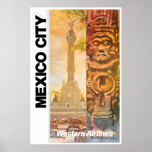 Poster Cartaz de Viagem do México Cidade Arte Ocidental M
