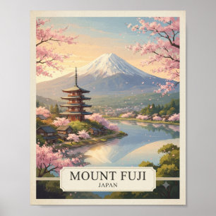 Poster Cartaz de Viagem do Monte Fuji no Japão Vintage