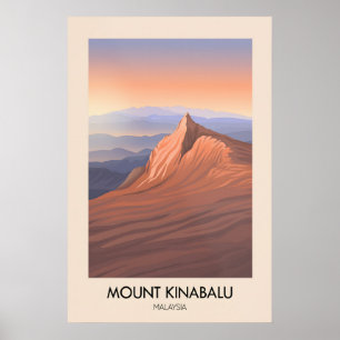 Poster Cartaz de Viagem do Monte Kinabalu Malásia