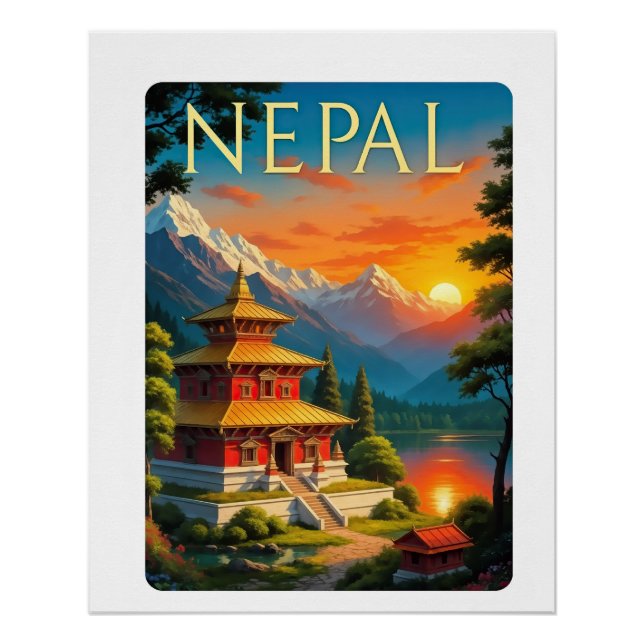 Pôster Cartaz de Viagem do Nepal (Frente)