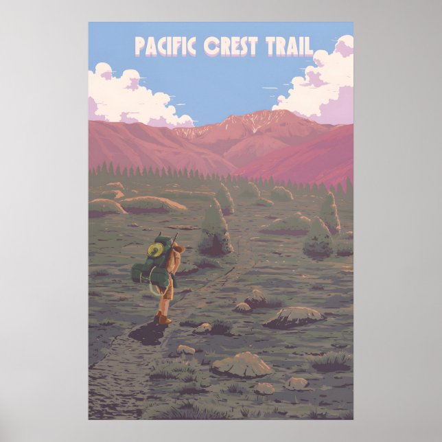 Poster Cartaz de Viagem do Pacific Crest Trail (Frente)