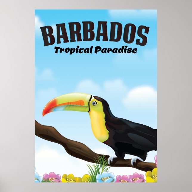Poster Cartaz de viagem do paraíso tropical de Barbados (Frente)