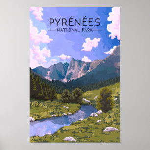 Poster Cartaz de Viagem do Parque Nacional dos Pirenéus