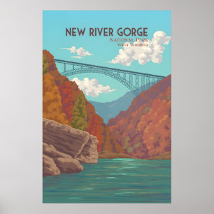 Poster Cartaz de Viagem do Parque Nacional New River Gorg
