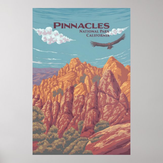 Poster Cartaz de Viagem do Parque Nacional Pinnacles (Frente)