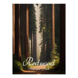 Pôster Cartaz de Viagem do Parque Nacional Redwood EUA