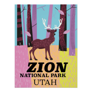Pôster Cartaz de viagem do parque nacional Zion Utah.