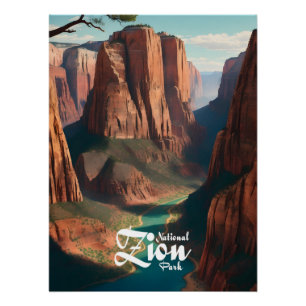 Pôster Cartaz de Viagem do Parque Nacional Zion Utah EUA