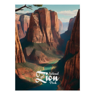 Pôster Cartaz de Viagem do Parque Nacional Zion Utah EUA