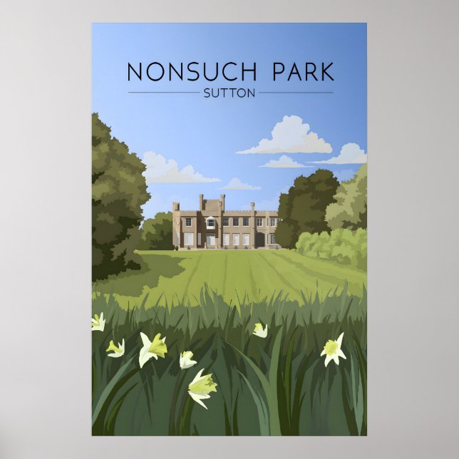 Poster Cartaz de Viagem do Parque Nonsuch Sutton (Frente)