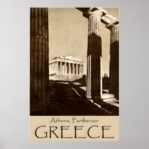 Poster Cartaz de Viagem do Partenon Atenas Arte Grécia