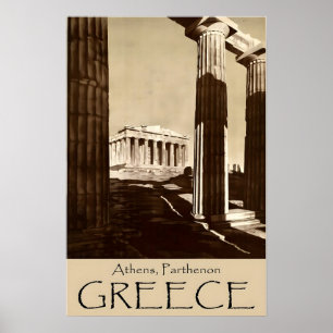 Poster Cartaz de Viagem do Partenon Atenas Arte Grécia Im