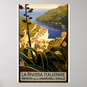 Poster Cartaz de Viagem do Porto Antigo de Portofino Rivi
