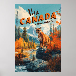 Poster Cartaz de Viagem do Puma das Montanhas do Canadá