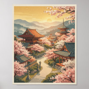Poster Cartaz de Viagem do Quinhão Kyoto Japão Arte de