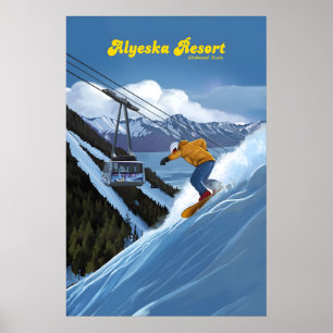 Poster Cartaz de Viagem do Resort de Esqui e Snowboard Al