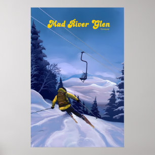Poster Cartaz de Viagem do Resort de Esqui Mad River Glen
