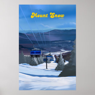 Poster Cartaz de Viagem do Resort de Esqui Mount Snow Ver