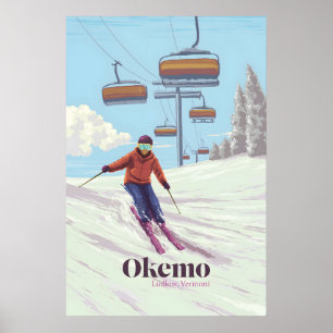 Poster Cartaz de Viagem do Resort de Esqui Okemo Vermont