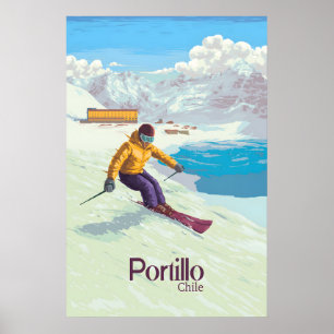 Poster Cartaz de Viagem do Resort de Esqui Portillo Chile
