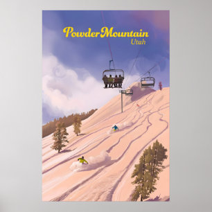 Poster Cartaz de Viagem do Resort de Esqui Powder Mountai
