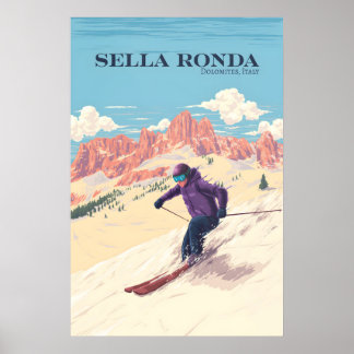 Poster Cartaz de Viagem do Resort de Esqui Sella Ronda It
