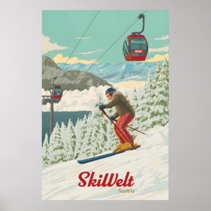 Poster Cartaz de Viagem do Resort de Esqui SkiWelt Áustri