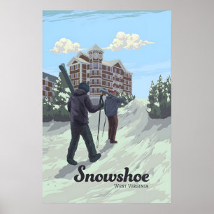 Poster Cartaz de Viagem do Resort de Esqui Snowshoe West