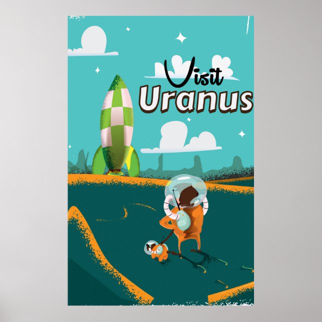 Pôster Cartaz de Viagem do Urano em Estilo Vintage de Des (Frente)