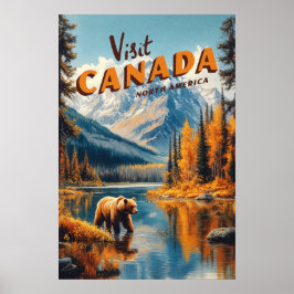 Poster Cartaz de Viagem do Urso Pardo do Canadá