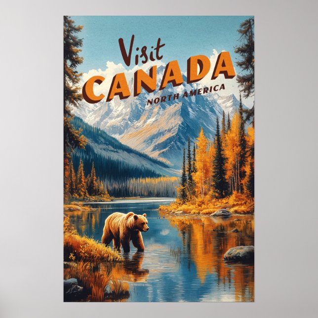 Poster Cartaz de Viagem do Urso Pardo do Canadá (Frente)