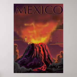 Pôster Cartaz de Viagem do Vulcão do México