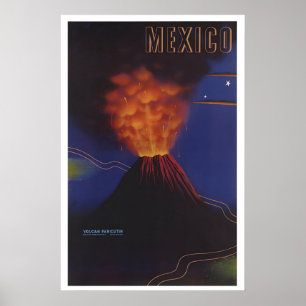 Poster Cartaz de Viagem do Vulcão Paricutin México - Enqu
