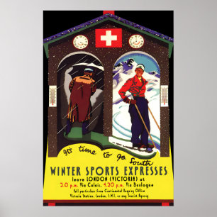 Poster Cartaz de Viagem do Winter Sports Express Londres 