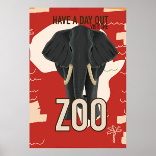 Pôster cartaz de viagem do zoológico vintage