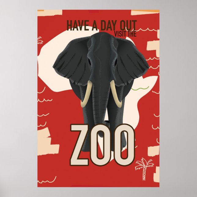 Pôster cartaz de viagem do zoológico vintage (Frente)