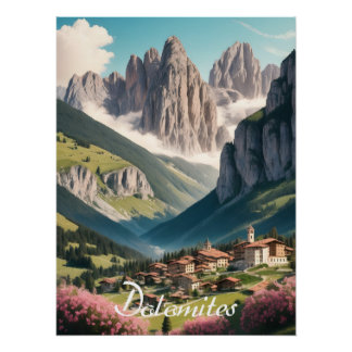 Pôster Cartaz de Viagem Dolomites Itália