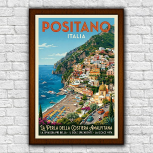 Poster Cartaz de Viagem dos Anos 60 Positano, Itália Vint