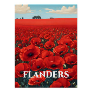 Pôster Cartaz de Viagem dos Campos de Papoulas de Flandre