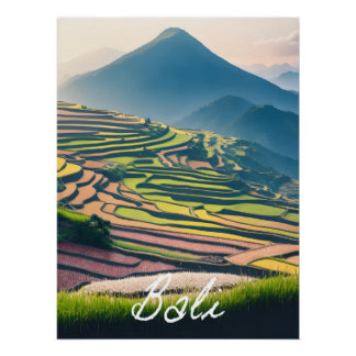 Pôster Cartaz de Viagem dos Terraços de Arroz de Bali