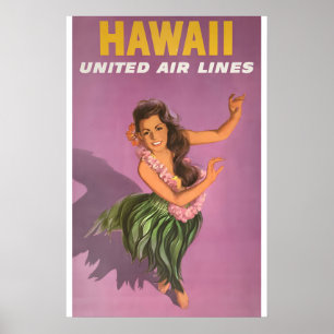 Poster Cartaz de Viagem em Estilo Vintage Hawaii 960s Gar