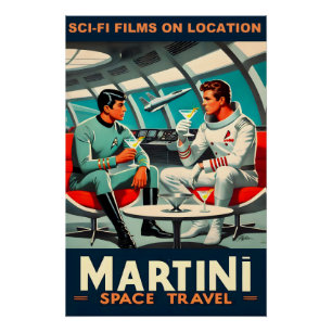 Pôster Cartaz de Viagem Espacial Martini Filmes de Ficção