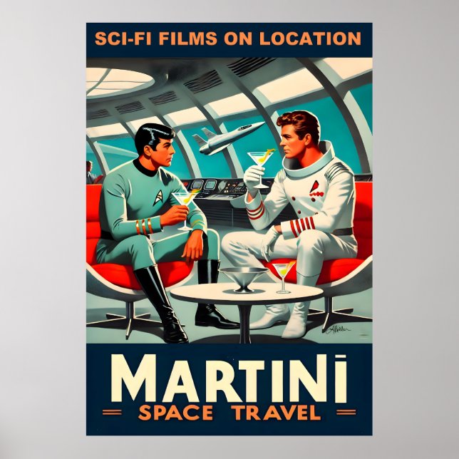 Poster Cartaz de Viagem Espacial Martini Filmes de Ficção (Frente)