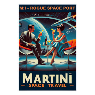 Pôster Cartaz de Viagem Espacial Martini Porto Espacial R
