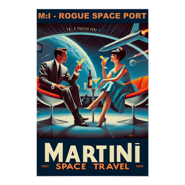 Pôster Cartaz de Viagem Espacial Martini Porto Espacial R (Frente)